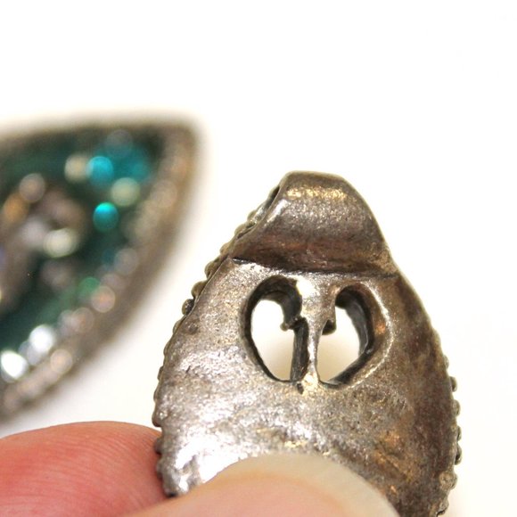 2 Teardrop Pendants with Heart Shape Cut-outs and Faux Gemstones - Picture 4 of 6